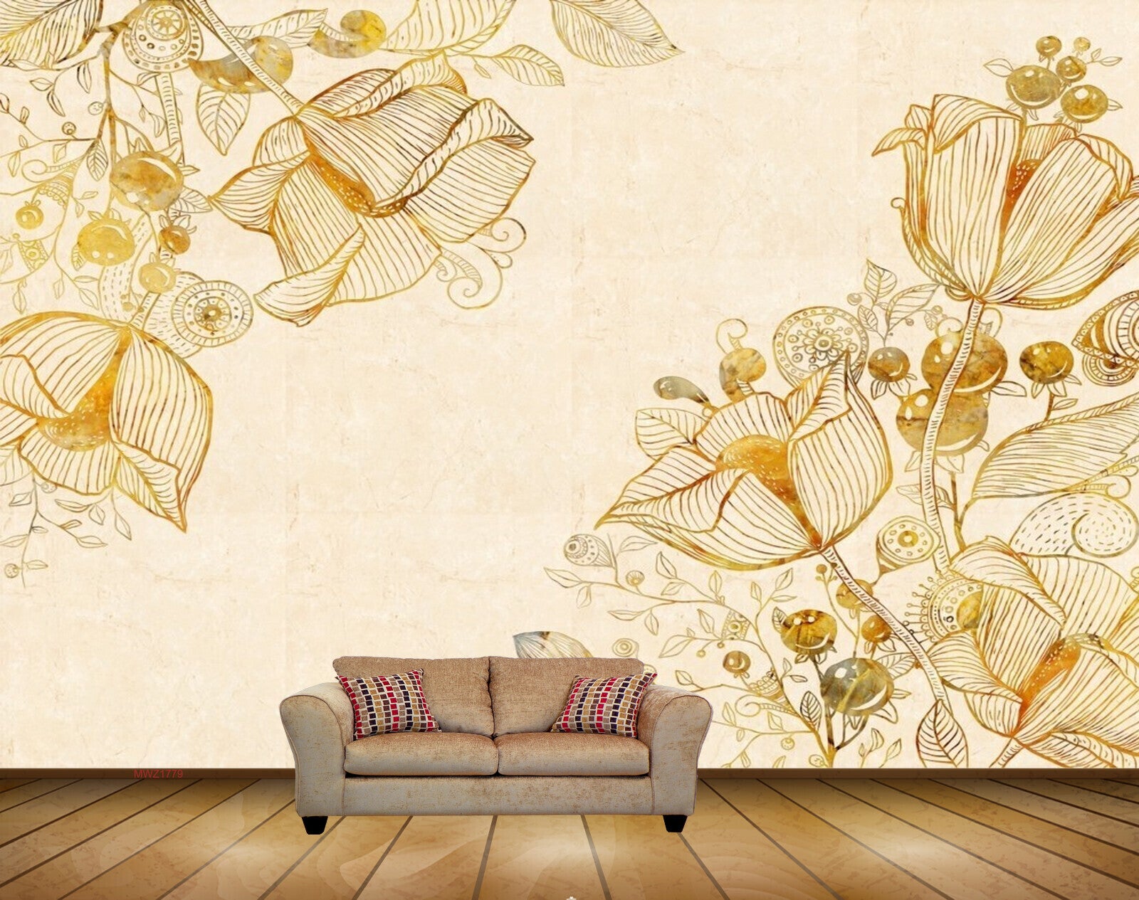 Avikalp MWZ1779 Orange Flowers Flies 3D HD Wallpaper