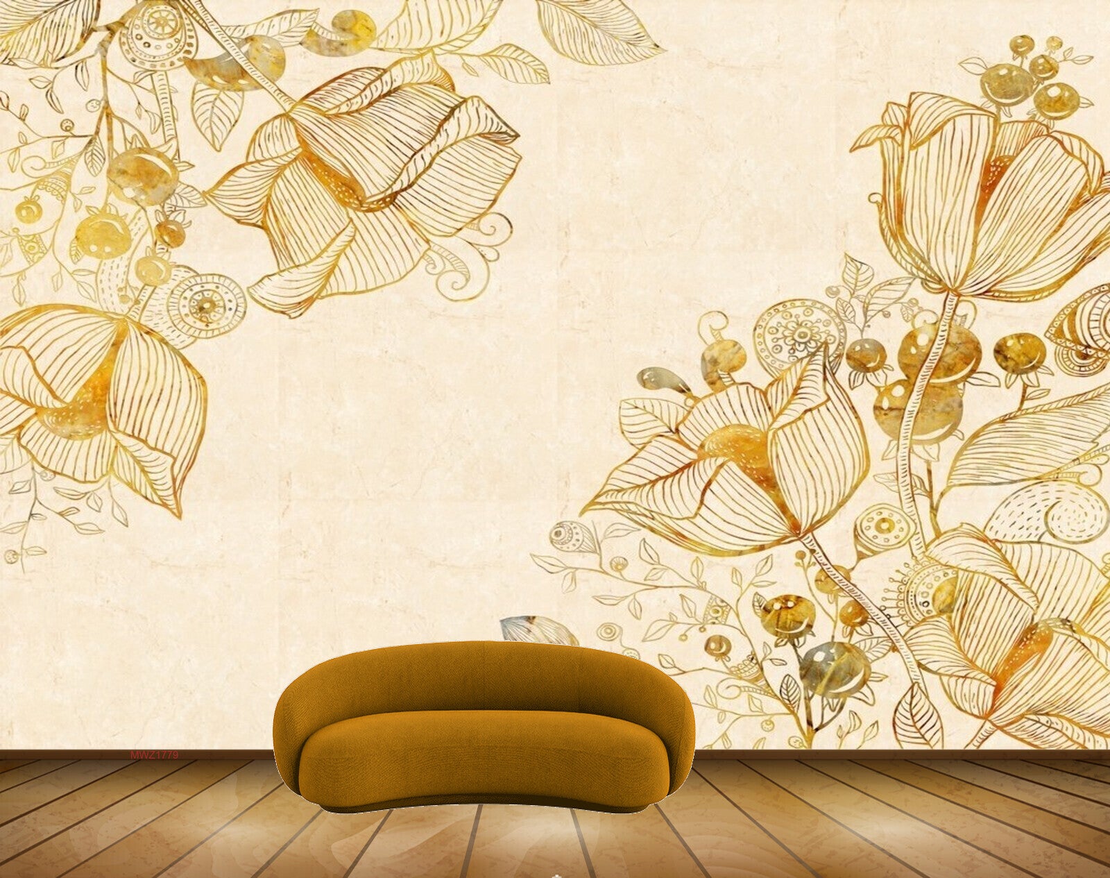 Avikalp MWZ1779 Orange Flowers Flies 3D HD Wallpaper