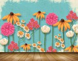 Avikalp MWZ1782 Pink Orange White Flowers 3D HD Wallpaper
