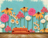 Avikalp MWZ1782 Pink Orange White Flowers 3D HD Wallpaper