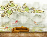 Avikalp MWZ1783 River Fishes Leaves 3D HD Wallpaper