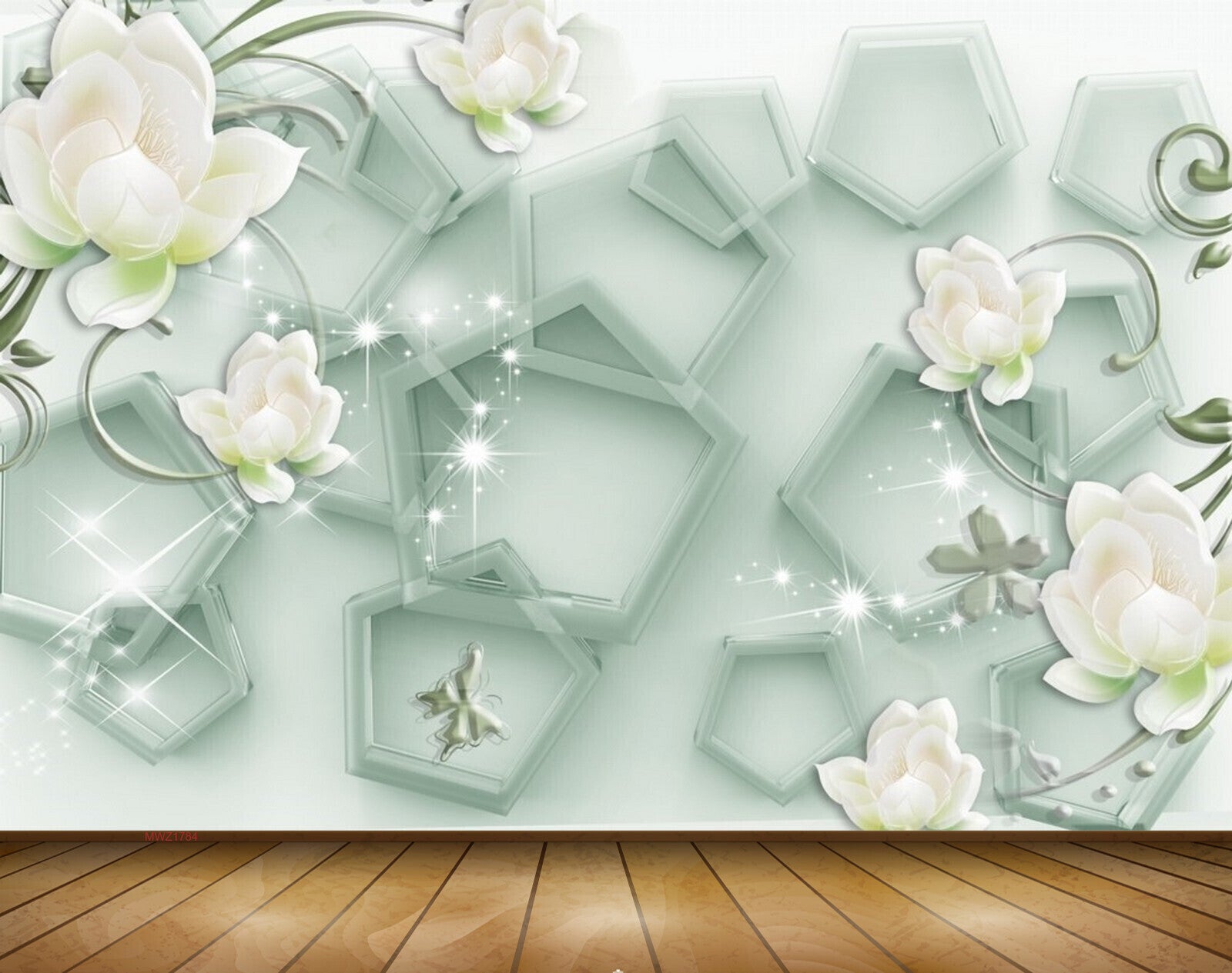 Avikalp MWZ1784 White Flowers 3D HD Wallpaper