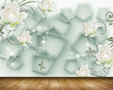 Avikalp MWZ1784 White Flowers 3D HD Wallpaper