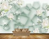 Avikalp MWZ1784 White Flowers 3D HD Wallpaper