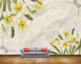 Avikalp MWZ1789 Yellow White Flowers Leaves 3D HD Wallpaper