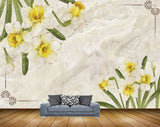 Avikalp MWZ1789 Yellow White Flowers Leaves 3D HD Wallpaper