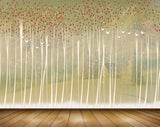 Avikalp MWZ1790 Red Flowers Trees Birds 3D HD Wallpaper