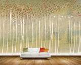 Avikalp MWZ1790 Red Flowers Trees Birds 3D HD Wallpaper