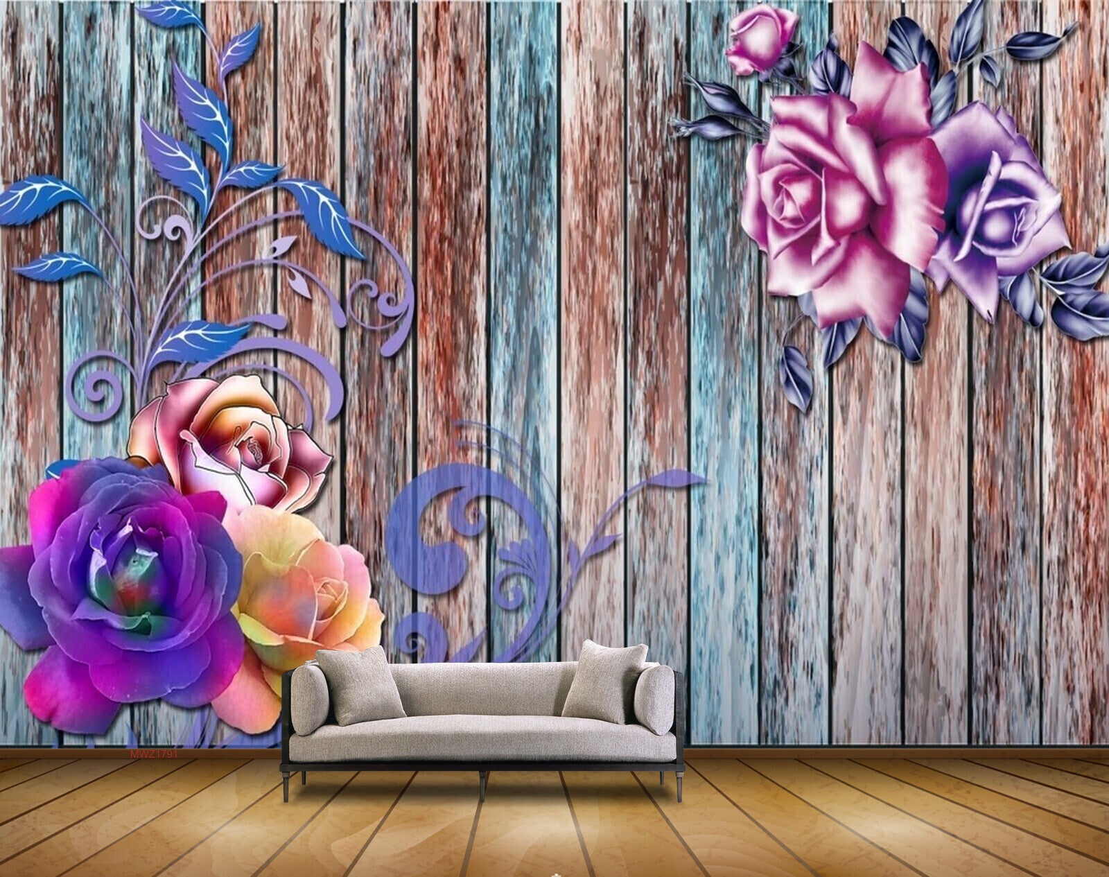 Avikalp MWZ1791 Pink Purple Flowers 3D HD Wallpaper