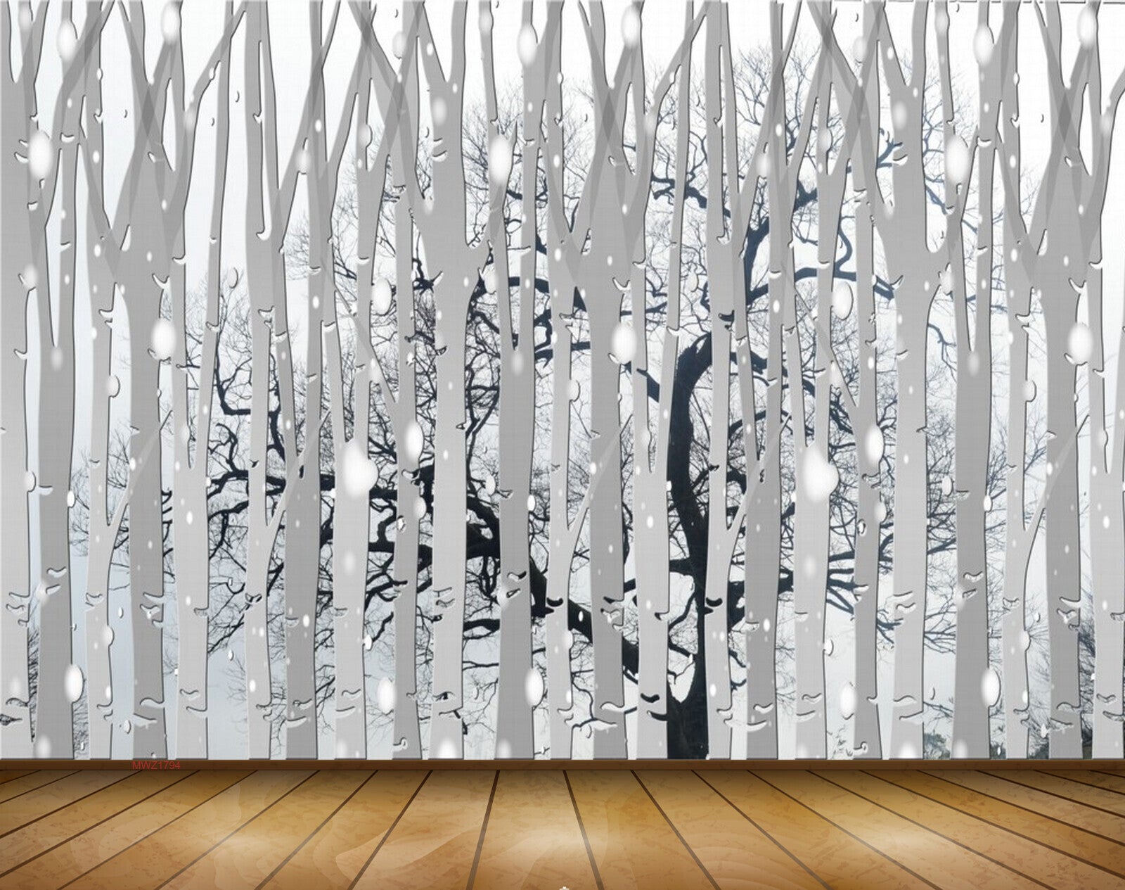 Avikalp MWZ1794 Black White Branches Tree 3D HD Wallpaper