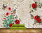 Avikalp MWZ1795 Red Flowers Butterflies HD Wallpaper