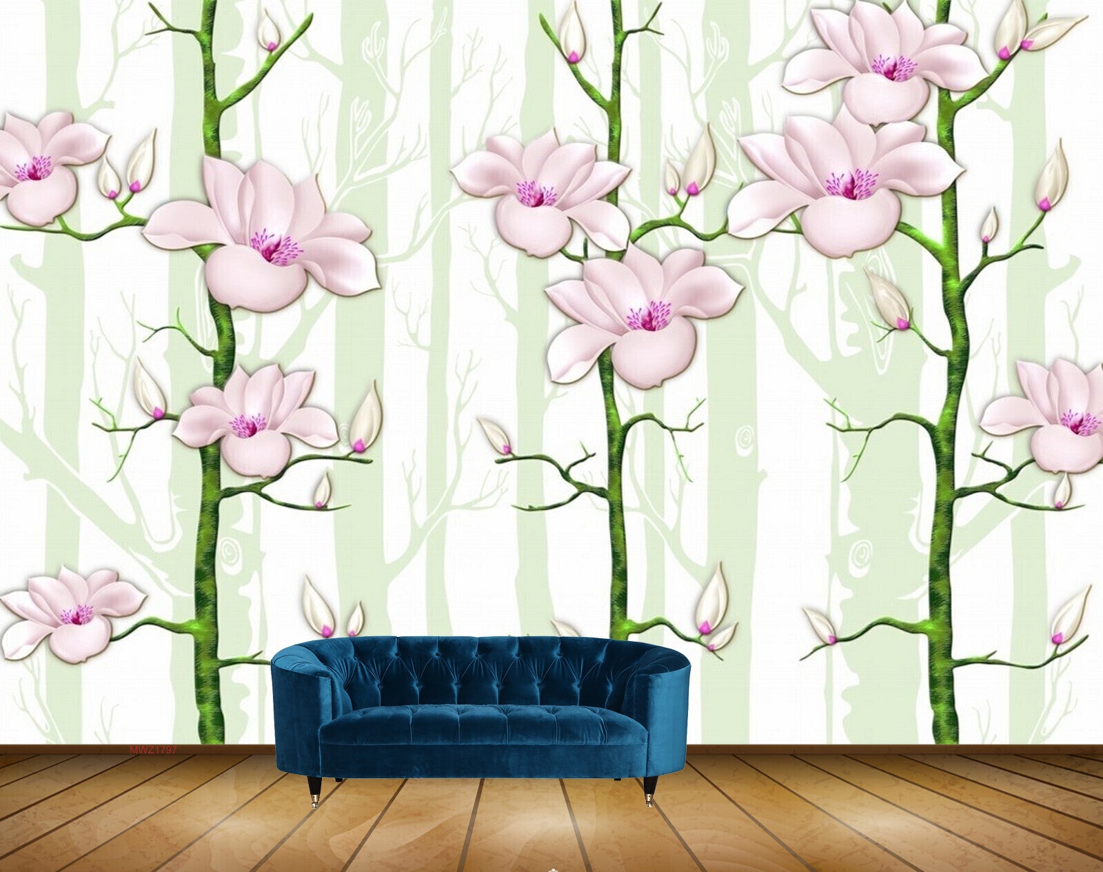 Avikalp MWZ1797 Pink Flowers Trees 3D HD Wallpaper