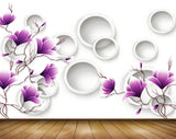 Avikalp MWZ1799 Purple White Flowers 3D HD Wallpaper
