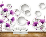 Avikalp MWZ1799 Purple White Flowers 3D HD Wallpaper