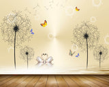 Avikalp MWZ1800 White Flowers Swans Butterflies 3D HD Wallpaper