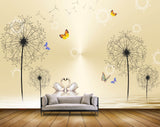 Avikalp MWZ1800 White Flowers Swans Butterflies 3D HD Wallpaper