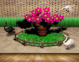 Avikalp MWZ1801 Pink Flowers Ducks 3D HD Wallpaper