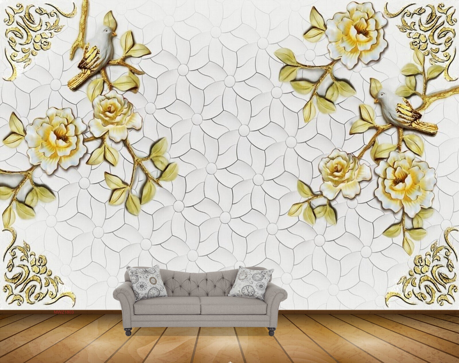 Avikalp MWZ1803 Yellow White Flowers HD Wallpaper