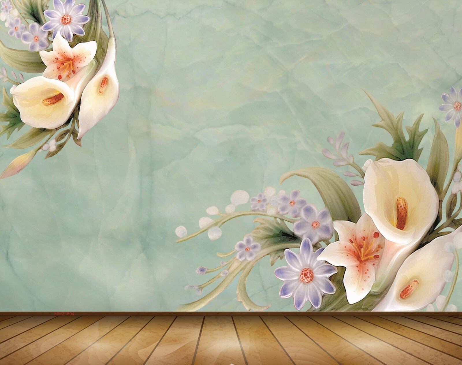 Avikalp MWZ1804 White Yellow Tulip Flowers Leaves 3D HD Wallpaper