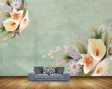 Avikalp MWZ1804 White Yellow Tulip Flowers Leaves 3D HD Wallpaper
