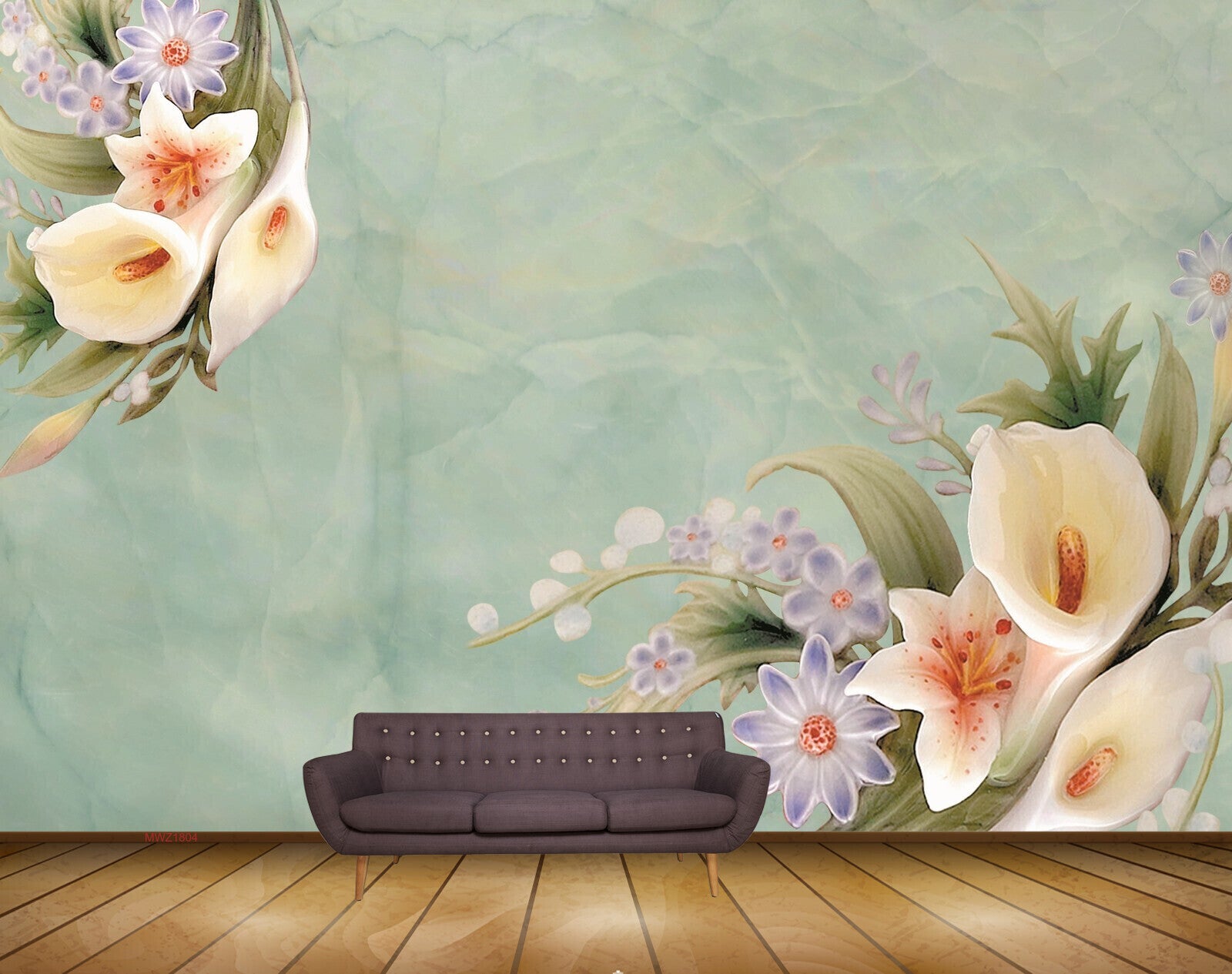 Avikalp MWZ1804 White Yellow Tulip Flowers Leaves 3D HD Wallpaper