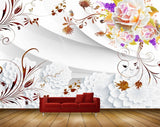 Avikalp MWZ1806 Purple White Flowers Leaves HD Wallpaper