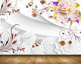 Avikalp MWZ1806 Purple White Flowers Leaves 3D HD Wallpaper
