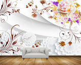 Avikalp MWZ1806 Purple White Flowers Leaves 3D HD Wallpaper