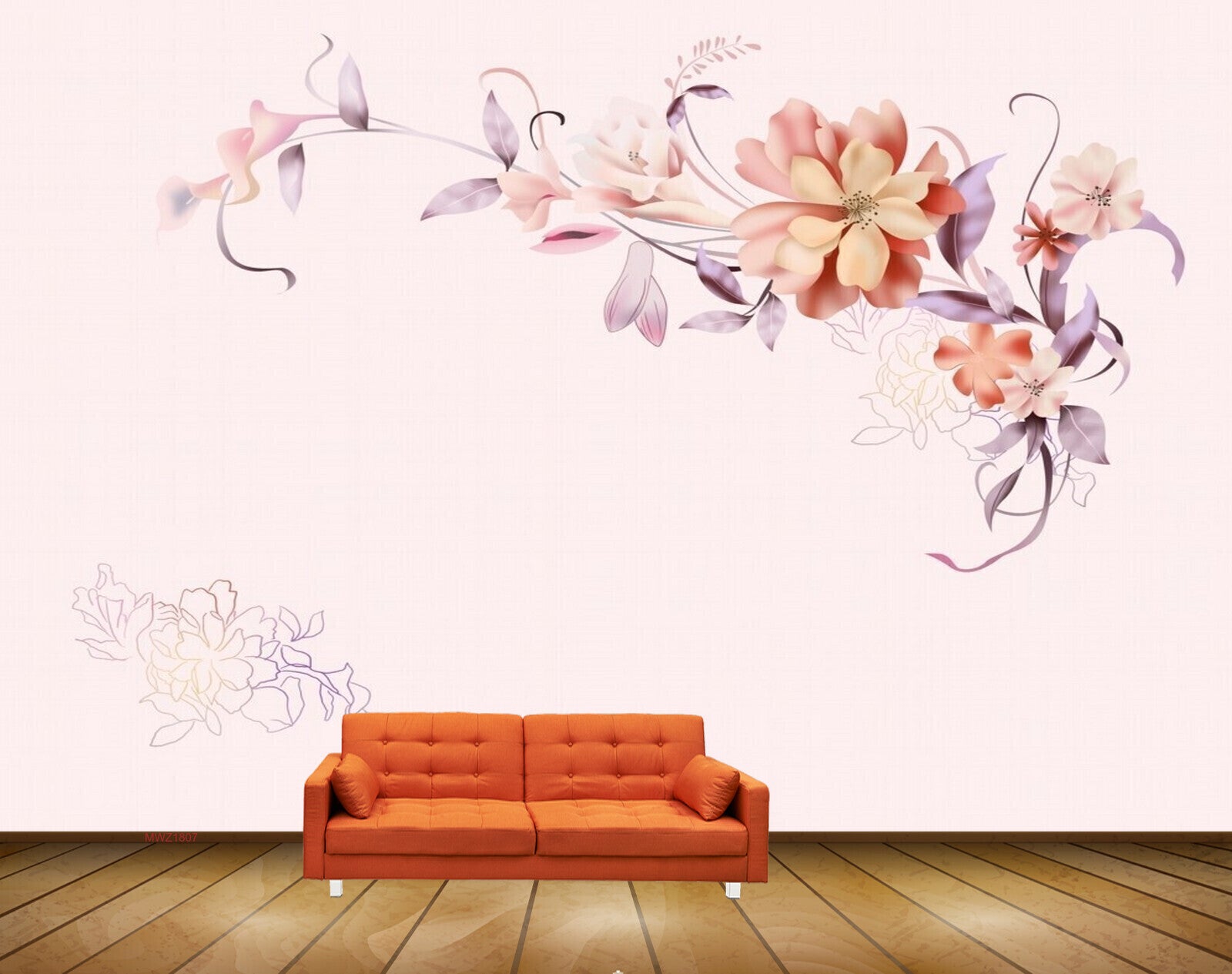 Avikalp MWZ1807 Purple Red Flowers 3D HD Wallpaper