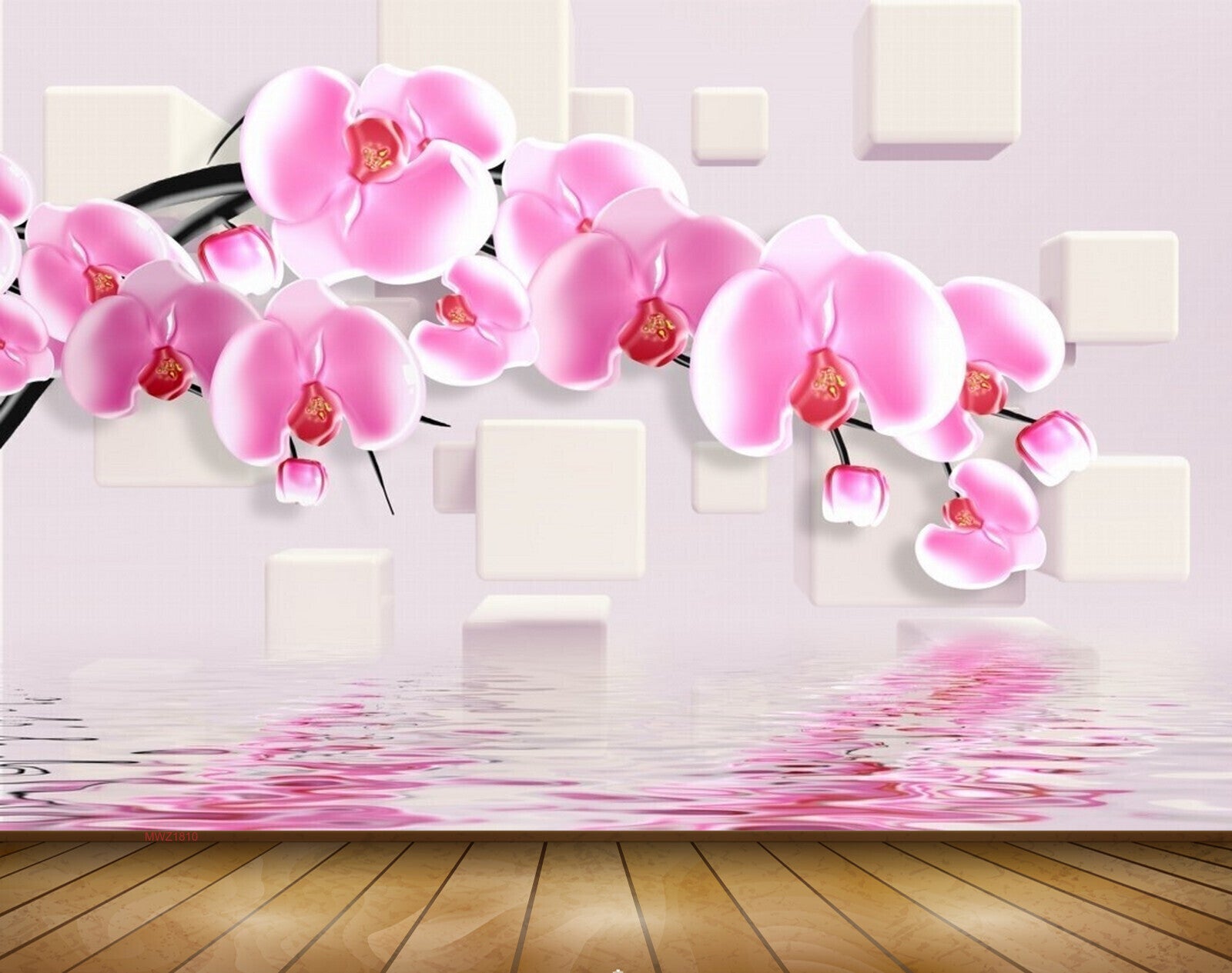 Avikalp MWZ1810 Pink Flowers 3D HD Wallpaper