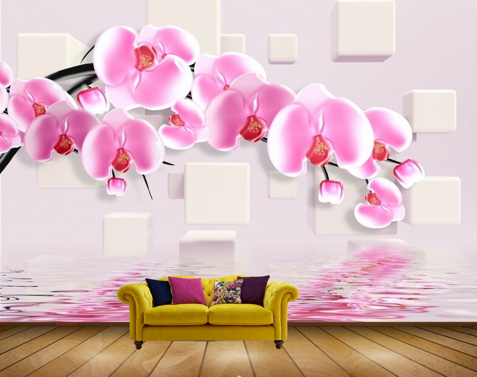 Avikalp MWZ1810 Pink Flowers 3D HD Wallpaper