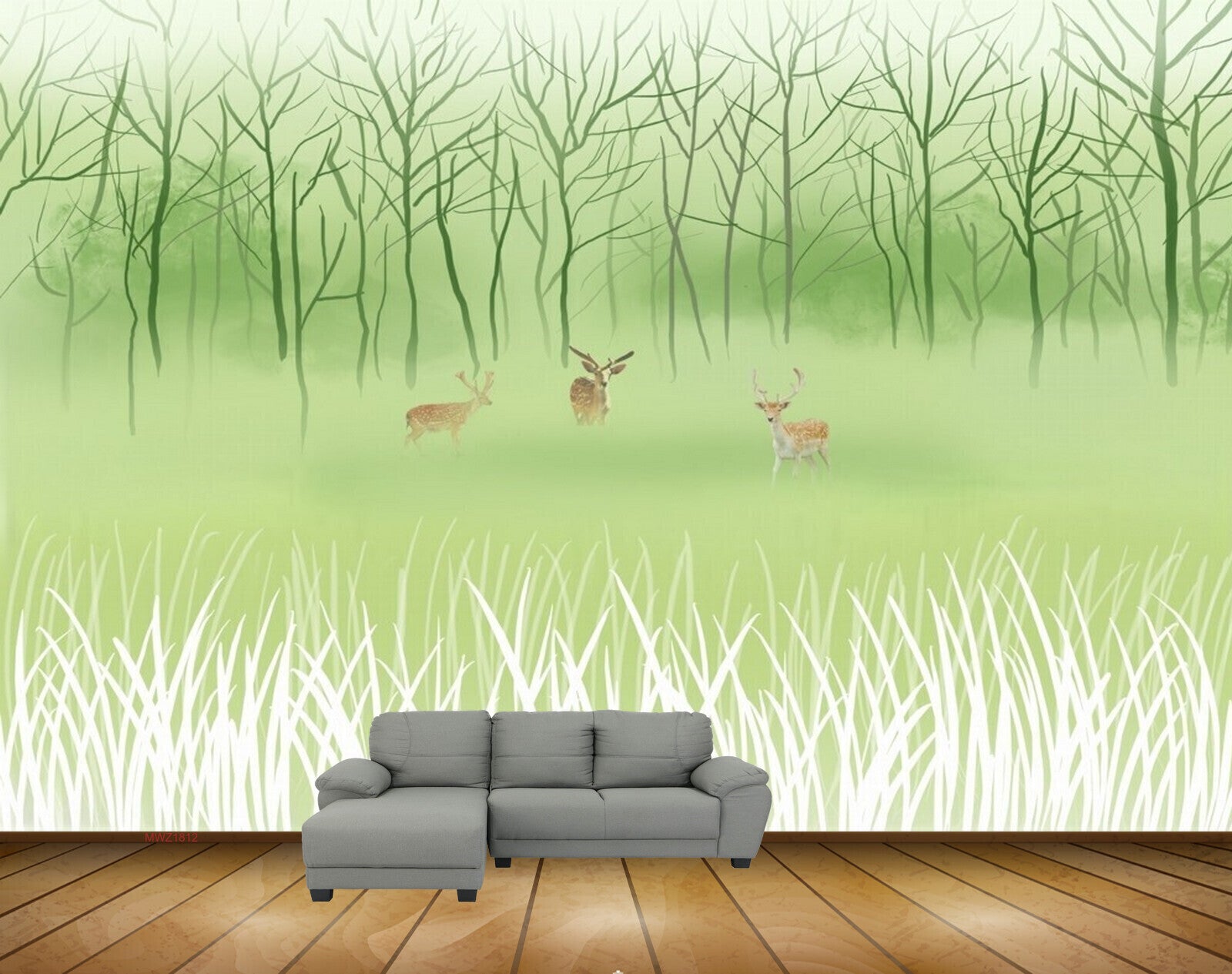 Avikalp MWZ1812 Deers Trees Grass 3D HD Wallpaper
