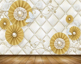 Avikalp MWZ1814 Golden Pearl Flowers 3D HD Wallpaper