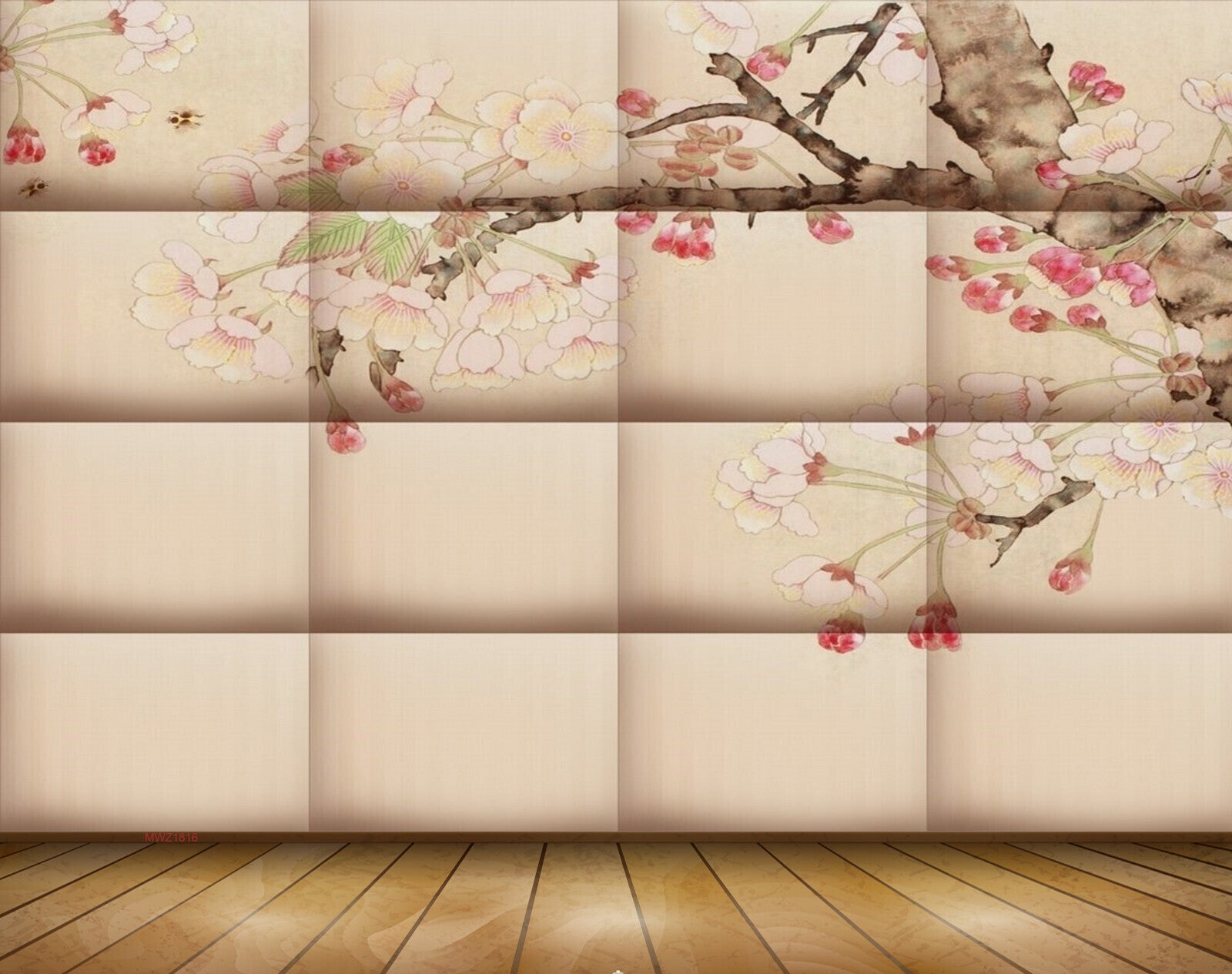 Avikalp MWZ1816 Pink Red Flowers Leaves 3D HD Wallpaper