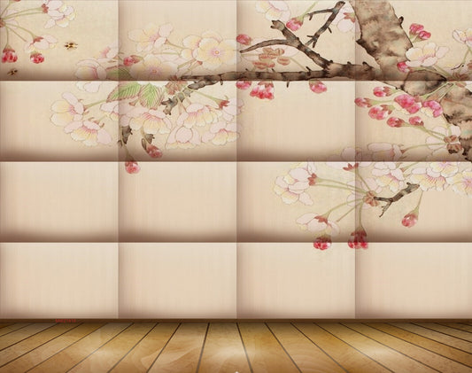 Avikalp MWZ1816 Pink Red Flowers Leaves 3D HD Wallpaper