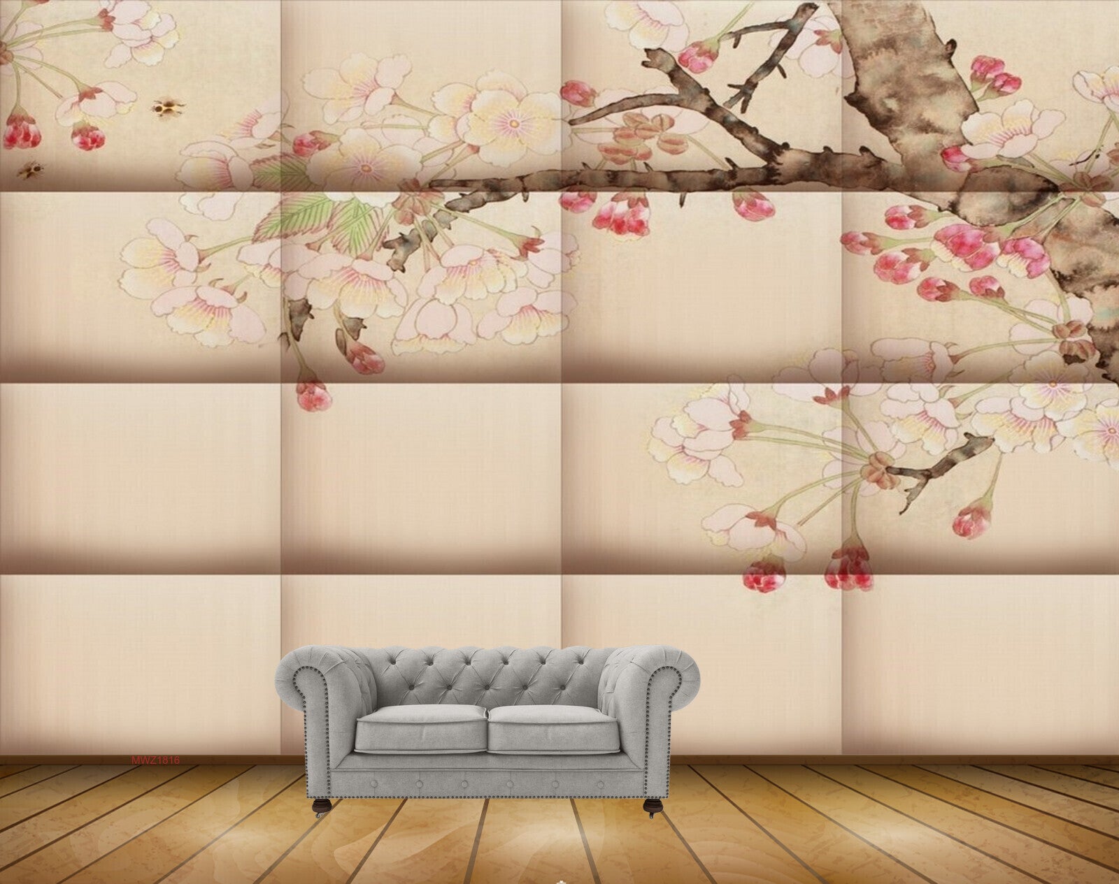 Avikalp MWZ1816 Pink Red Flowers Leaves 3D HD Wallpaper
