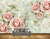 Avikalp MWZ1817 Pink Flowers Leaves 3D HD Wallpaper