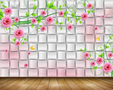 Avikalp MWZ1820 Pink Rose Flowers Butterflies 3D HD Wallpaper