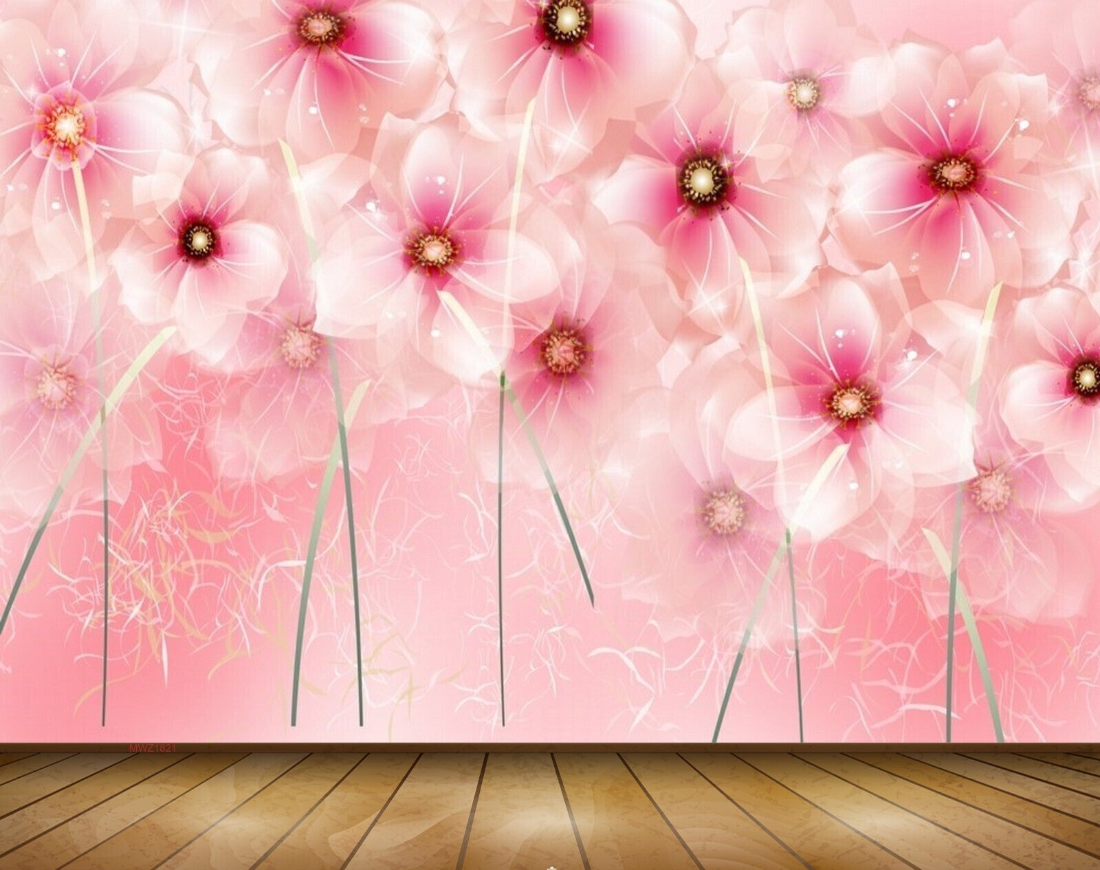 Avikalp MWZ1821 Pink Flowers 3D HD Wallpaper