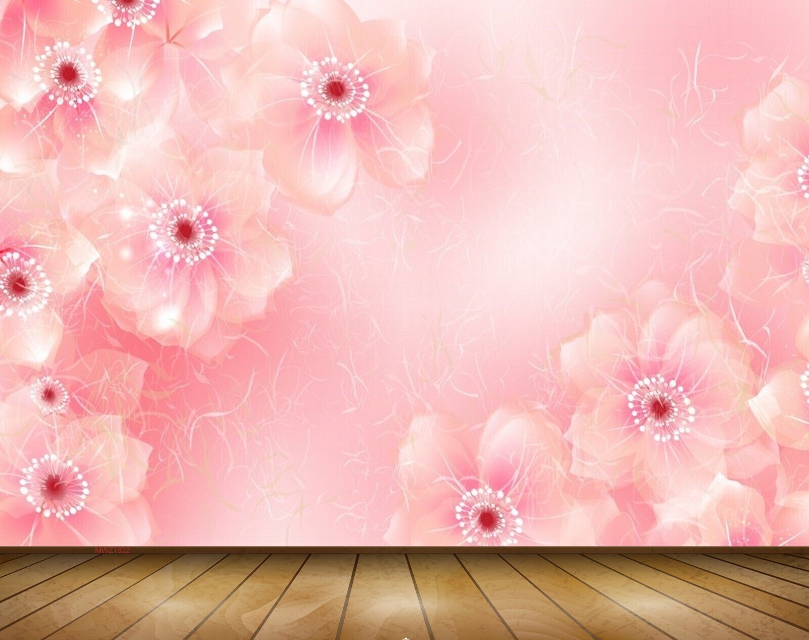 Avikalp MWZ1822 Pink Flowers 3D HD Wallpaper