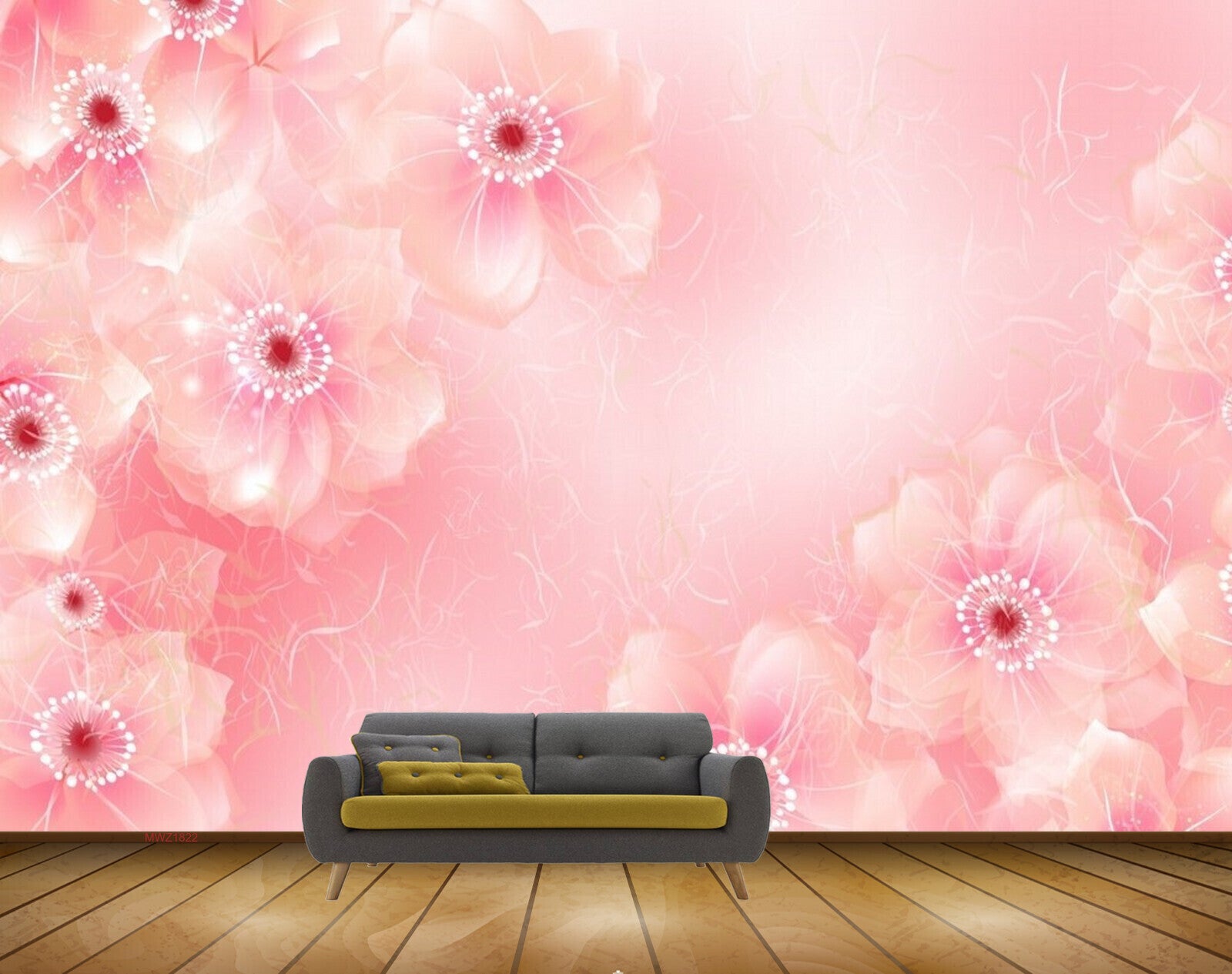 Avikalp MWZ1822 Pink Flowers 3D HD Wallpaper