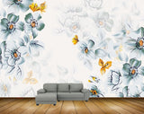 Avikalp MWZ1834 White Green Flowers Birds Butterflies 3D HD Wallpaper