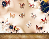 Avikalp MWZ1835 Orange Red White Butterflies 3D HD Wallpaper