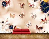 Avikalp MWZ1835 Orange Red White Butterflies 3D HD Wallpaper