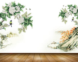 Avikalp MWZ1837 White Flowers Birds Butterflies 3D HD Wallpaper
