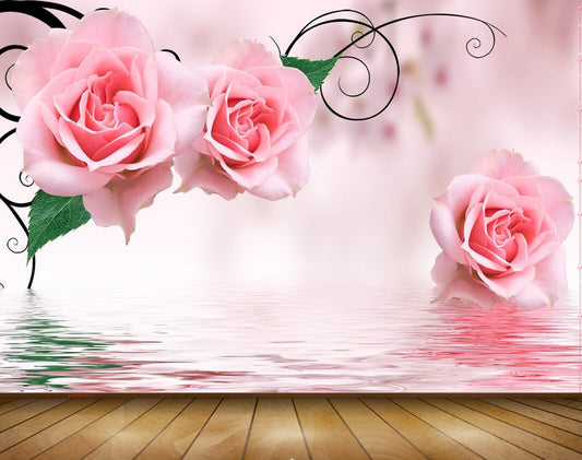 Avikalp MWZ1839 Pink Rose Flowers 3D HD Wallpaper