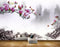 Avikalp MWZ1844 Pink White Flowers Birds Butterflies HD Wallpaper