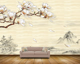 Avikalp MWZ1847 White Flowers Branches Mountains HD Wallpaper