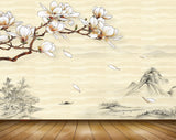Avikalp MWZ1847 White Flowers Branches Mountains 3D HD Wallpaper