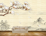 Avikalp MWZ1847 White Flowers Branches Mountains 3D HD Wallpaper